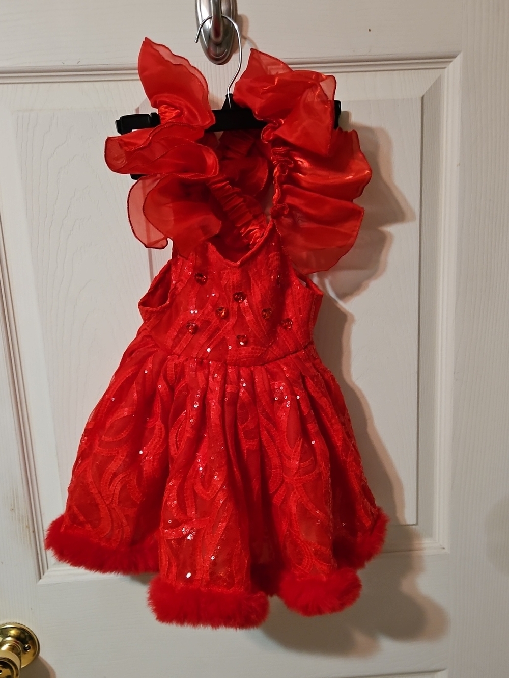 Red Ruffle Sequin Dog's Party Costume Dress